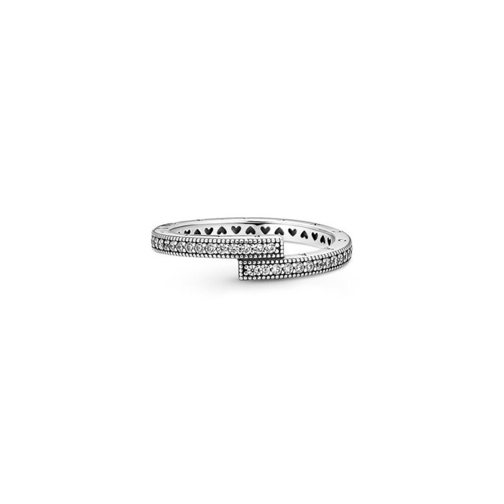 Pandora Signature Silver Cz Sparkling Overlapping Ring